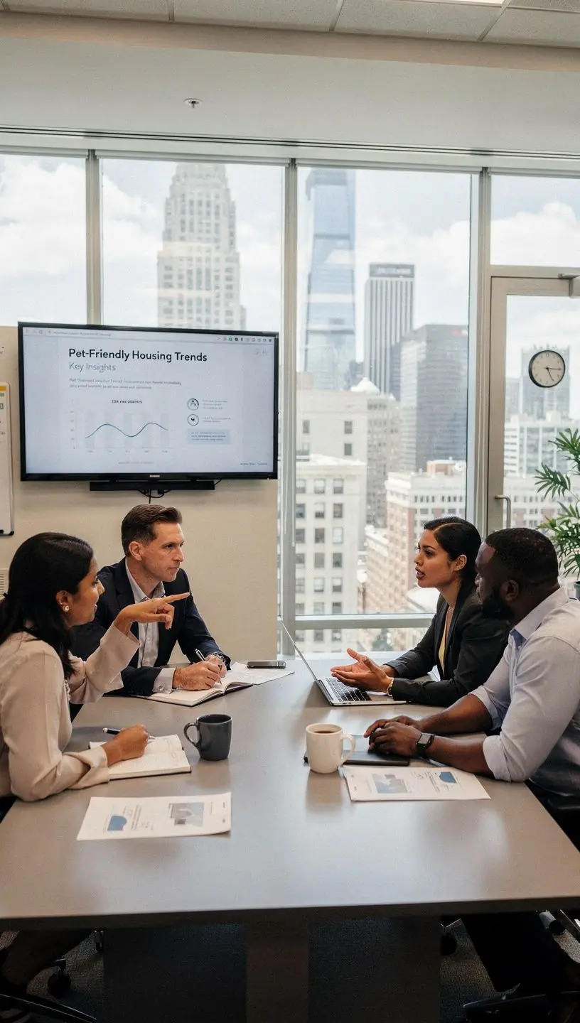 Rodzina z psem w ogrodzie, ciesząca się wspólnym czasem na świeżym powietrzu