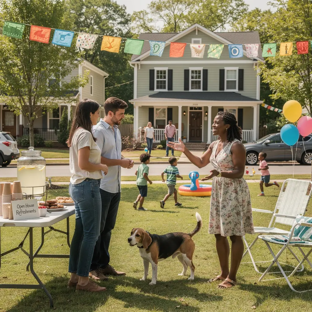 Zdjęcie przytulnego mieszkania z dużym oknem i widokiem na zielony park