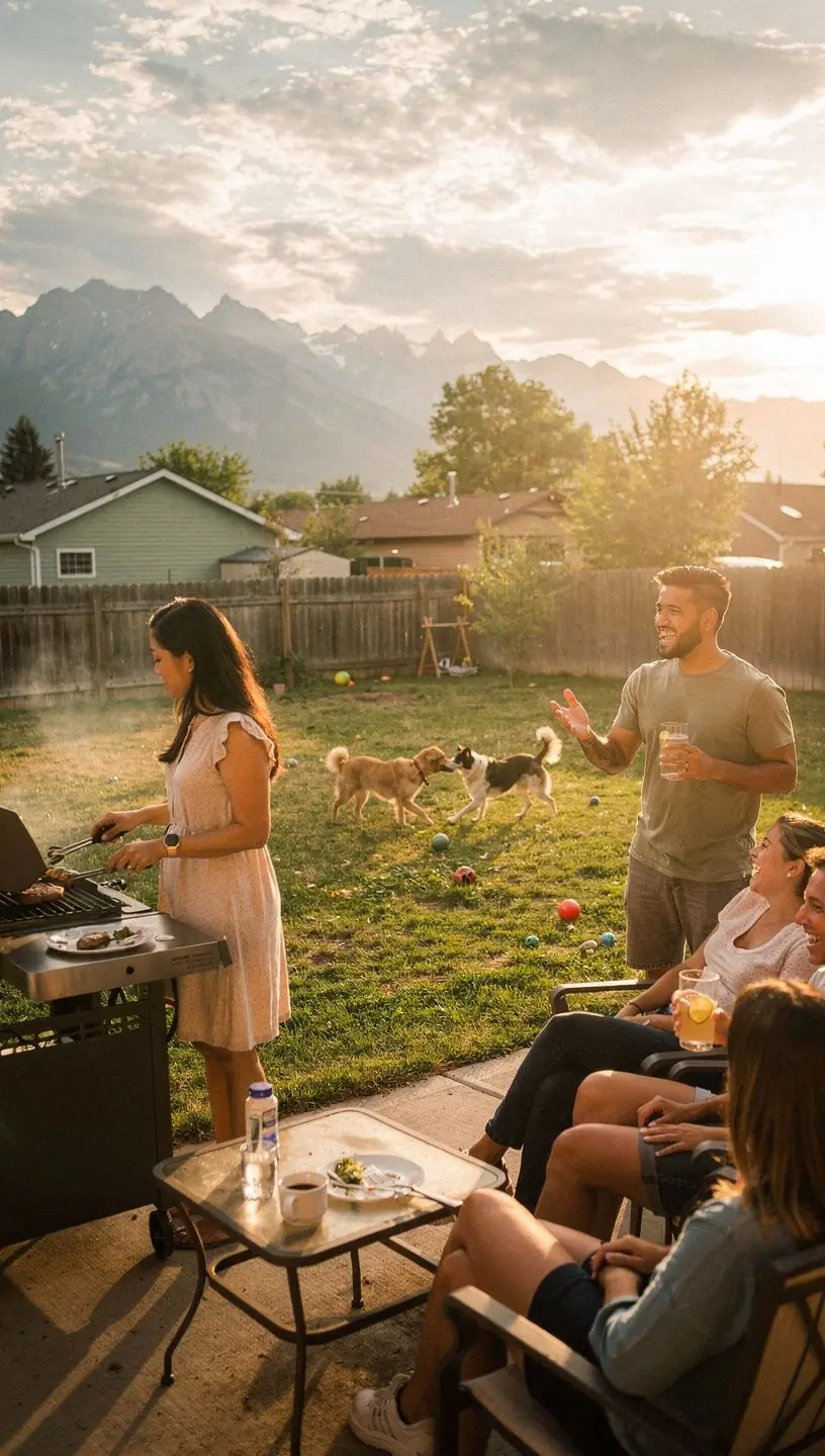 Wnętrze nowoczesnego domu z przestronnym salonem, w którym znajduje się wygodna kanapa i miejsce dla zwierząt.